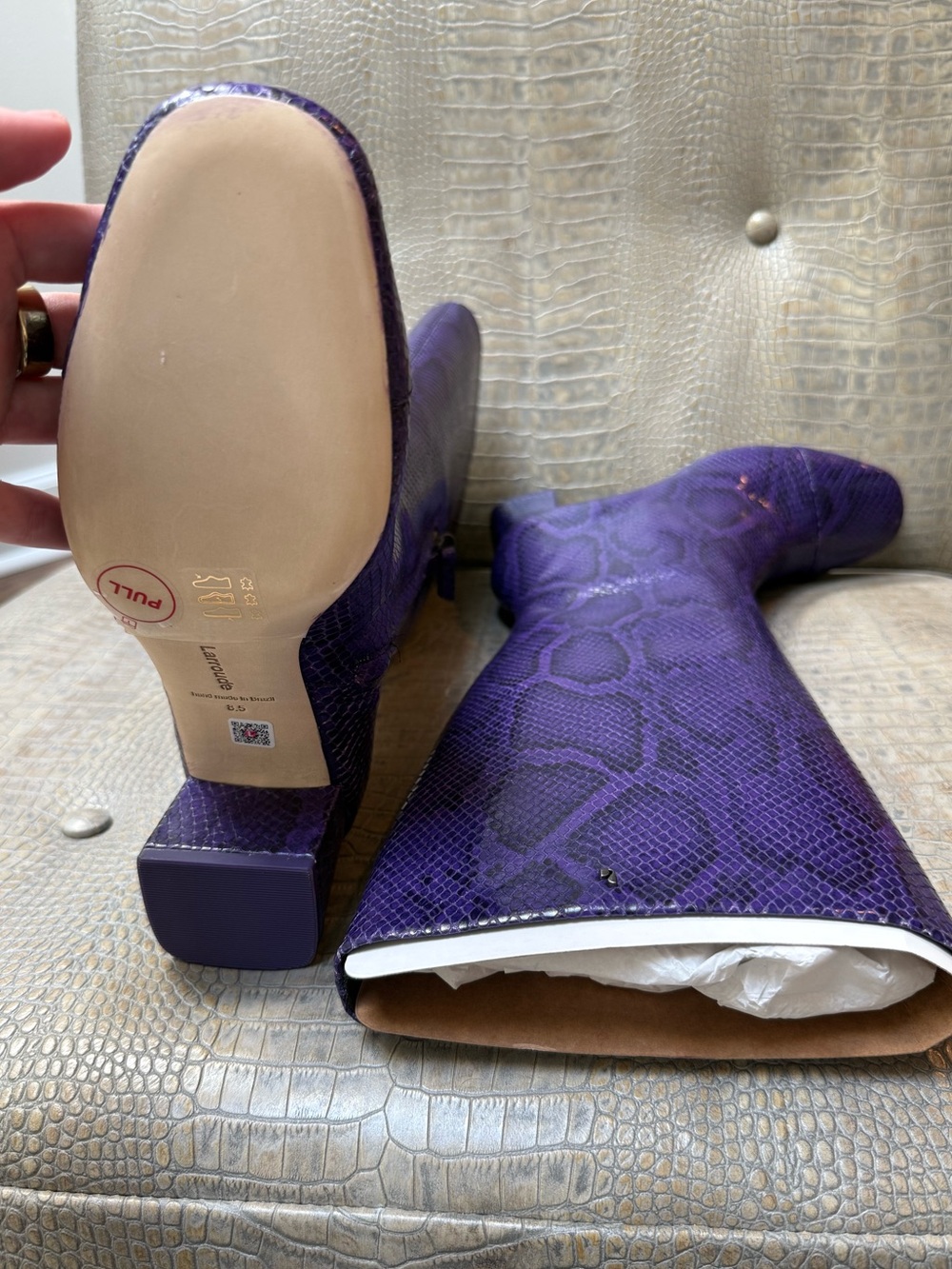 Larroude Edie Python Embossed Boot - Picture 6 of 9